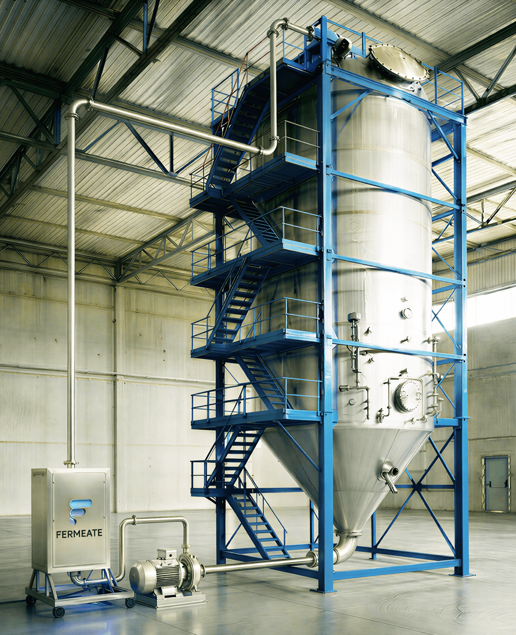 Industrial bioreactor with Fermeate module installed